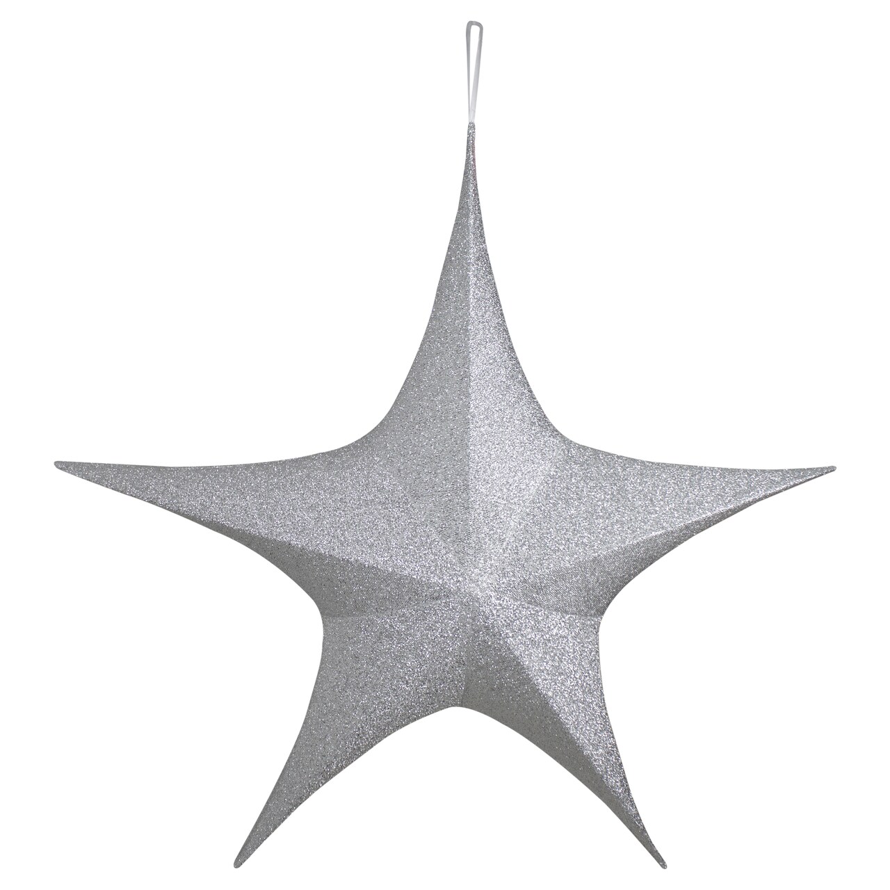Northlight Silver Tinsel Foldable Glitter Star Outdoor Christmas Decoration - 44" - Silver